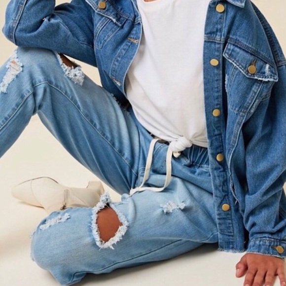 Denim Distressed Joggers - Picture 6 of 6